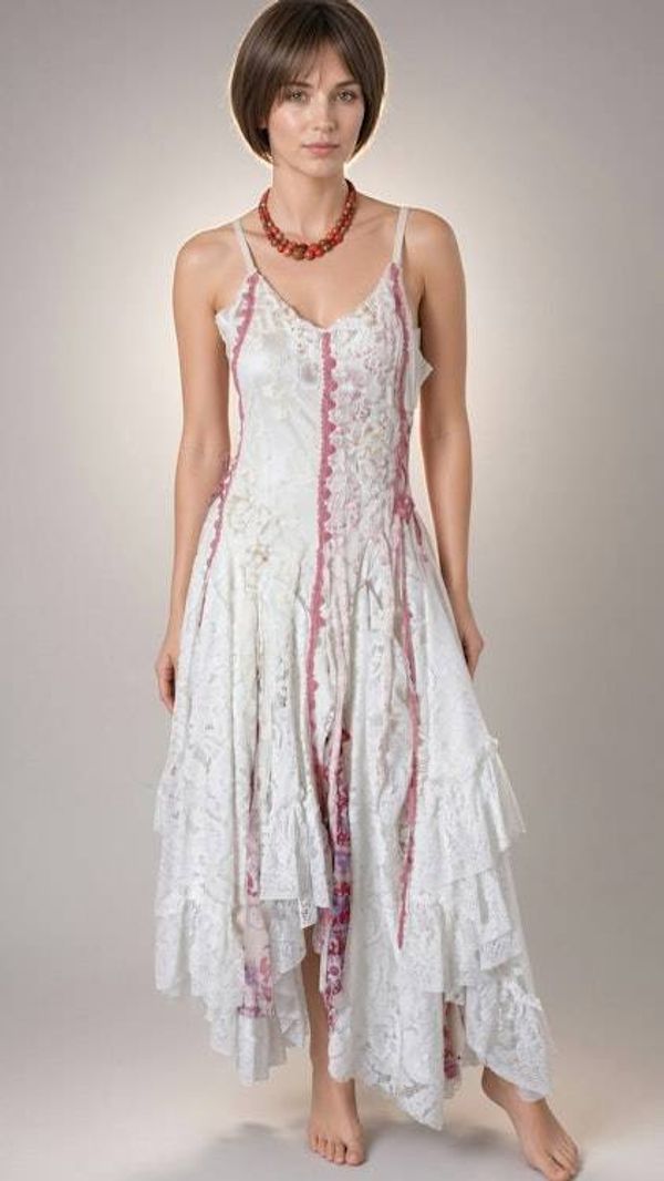 Alternate image for Romantic lace asymmetrical hemline maxi dress with spaghetti straps