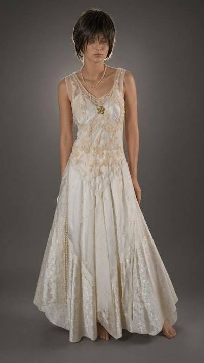 Alternate image for Ethereal Empire Waist Lace Wedding Gown in Ivory and Champagne