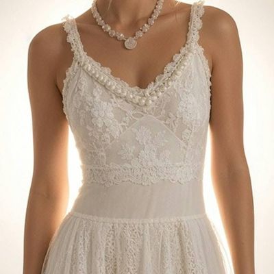 Alternate image for Elegant Ivory lace asymmetric hem bridal gown with vintage buttons
