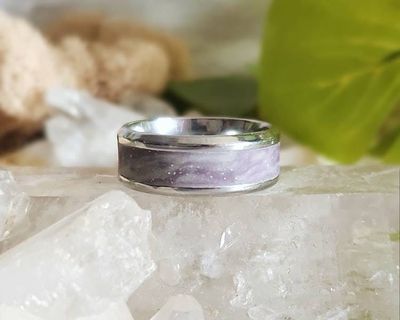 Alternate image for Northern Lights Glow in the Dark Polymer Clay and Stainless Steel Ring