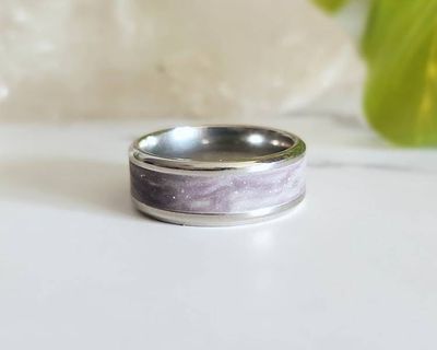 Alternate image for Northern Lights Glow in the Dark Polymer Clay and Stainless Steel Ring