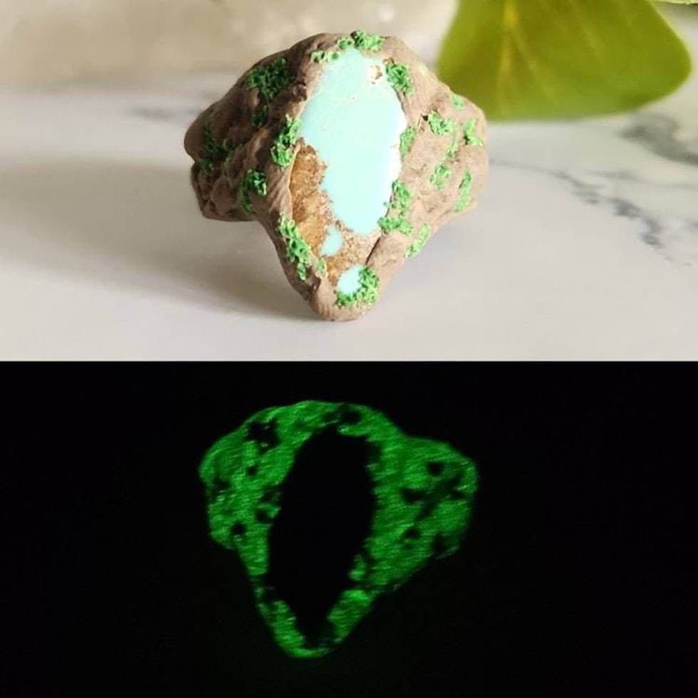 Turquoise Polymer Clay and Stainless Steel Ring