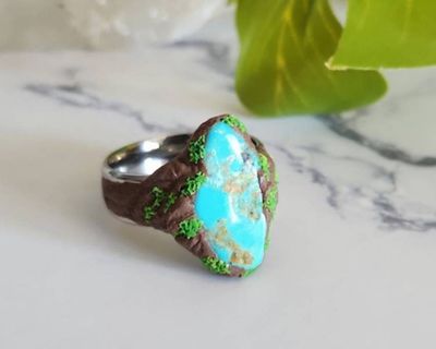 Alternate image for Turquoise Polymer Clay and Stainless Steel Ring