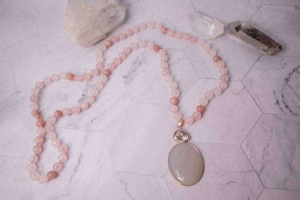 Alternate image for Blush Moonlight Rose Quartz and Kunzite Necklace
