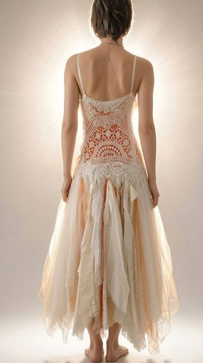 Alternate image for Handcrafted Crochet Boho Maxi Dress with Asymmetric Hem