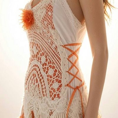 Alternate image for Handcrafted Crochet Boho Maxi Dress with Asymmetric Hem