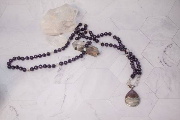 Alternate image for Violet Reverie AAA Grade Amethyst and Agate Necklace
