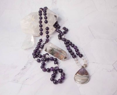Alternate image for Violet Reverie AAA Grade Amethyst and Agate Necklace