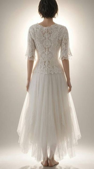Alternate image for Romantic rose embellished tulle tea-length dress with sheer sleeves and light jacket
