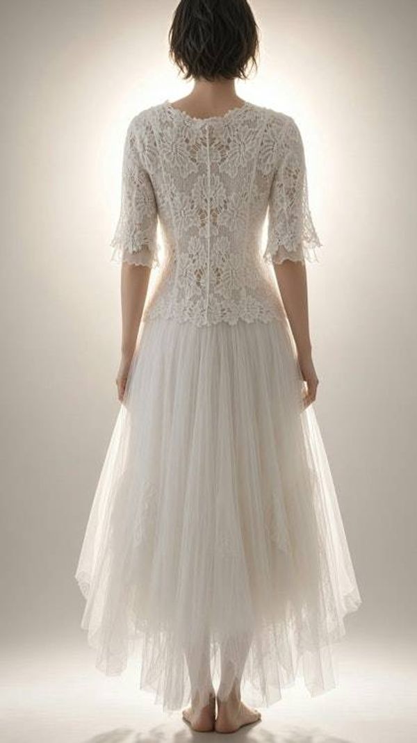 Alternate image for Romantic rose embellished tulle tea-length dress with sheer sleeves and light jacket