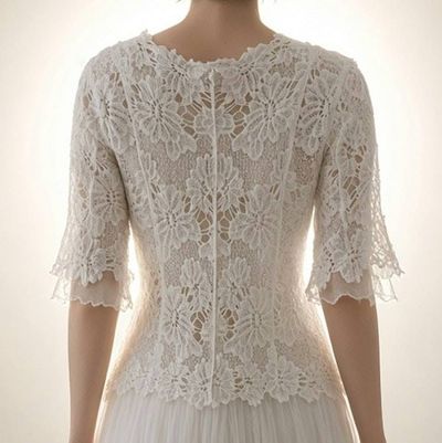 Alternate image for Romantic rose embellished tulle tea-length dress with sheer sleeves and light jacket