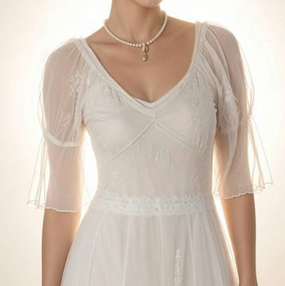 Alternate image for Romantic rose embellished tulle tea-length dress with sheer sleeves and light jacket
