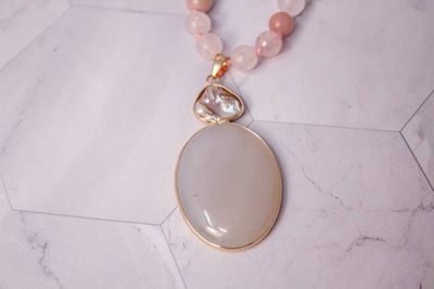 Alternate image for Blush Moonlight Rose Quartz and Morganite Necklace