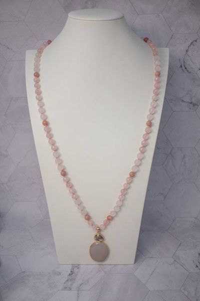 Alternate image for Blush Moonlight Rose Quartz and Morganite Necklace