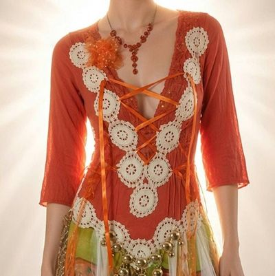 Alternate image for Handcrafted Bohemian dress with embellished bodice and multi-panel Skirt