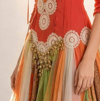 Alternate image for Handcrafted Bohemian dress with embellished bodice and multi-panel Skirt