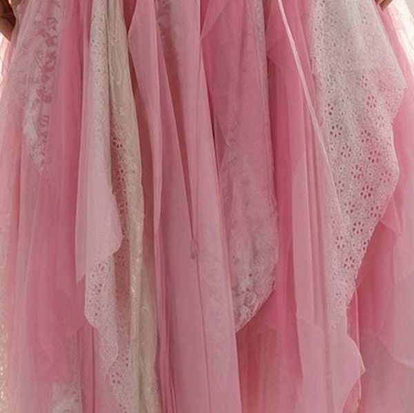 Alternate image for Handcrafted Romantic Lace and Tulle Dress in Ivory and Pink
