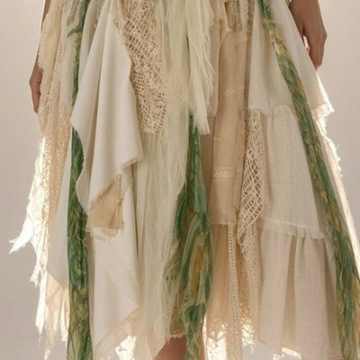Alternate image for Handcrafted Bohemian Crochet Forest colors Asymmetrical Dress