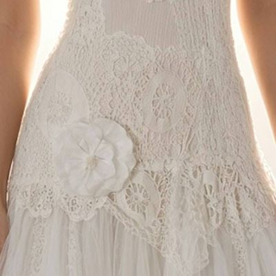 Alternate image for Ethereal white lace, tulle and crochet Bohemian wedding gown