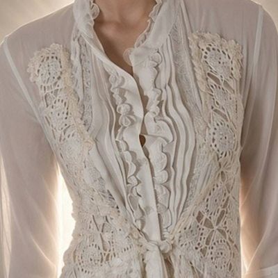 Alternate image for Ethereal Hand-Embellished Ivory Lace Overlay Dress with Handkerchief Hem