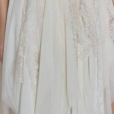 Alternate image for Ethereal Hand-Embellished Ivory Lace Overlay Dress with Handkerchief Hem