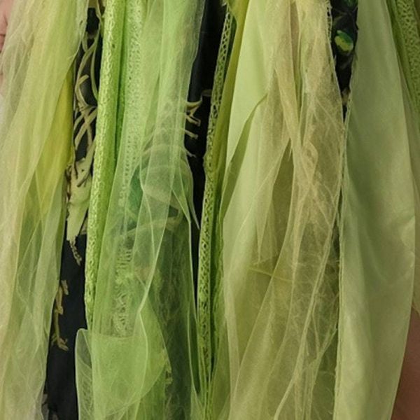 Alternate image for Enchanted forest fairy corset dress with handkerchief hem in chartreuse and black