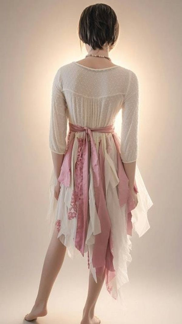 Alternate image for Handcrafted Bohemian Lace Dress with Handkerchief Hem and Ribbon Sash