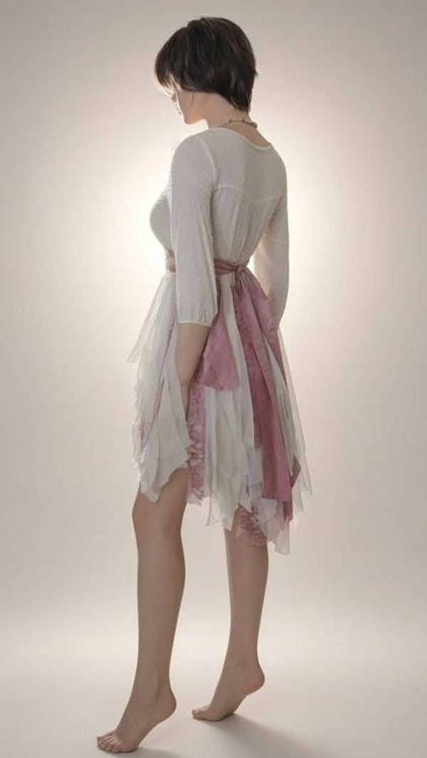 Alternate image for Handcrafted Bohemian Lace Dress with Handkerchief Hem and Ribbon Sash