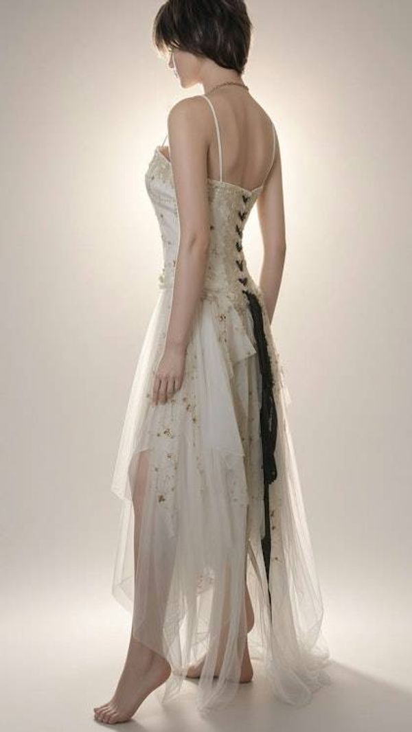 Alternate image for Handcrafted Ethereal Tulle Gown with Golden Embellishments and Corset Back