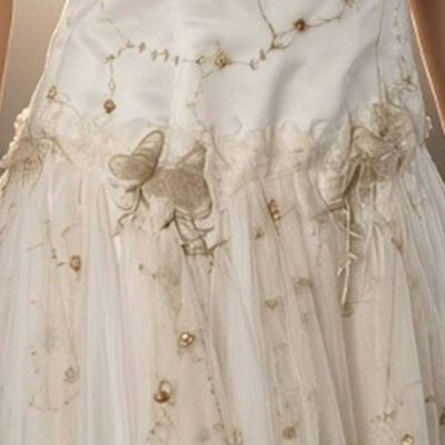 Alternate image for Handcrafted Ethereal Tulle Gown with Golden Embellishments and Corset Back
