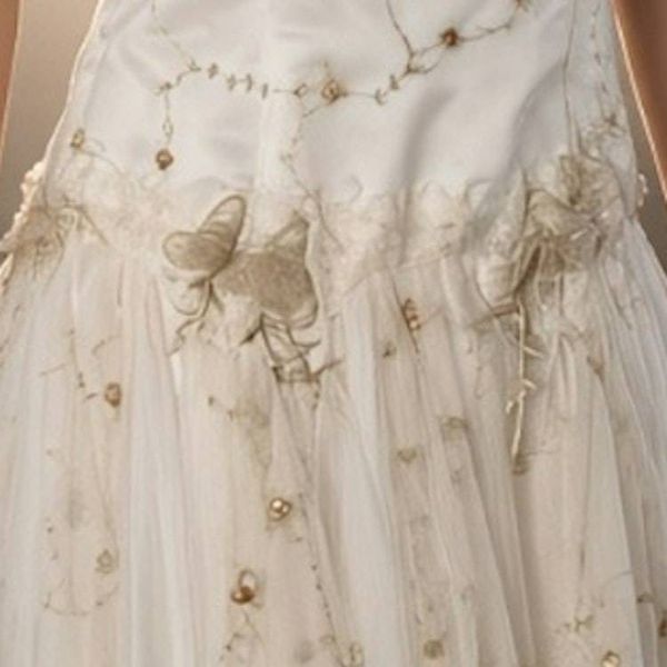 Alternate image for Handcrafted Ethereal Tulle Gown with Golden Embellishments and Corset Back