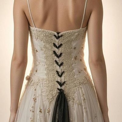 Alternate image for Handcrafted Ethereal Tulle Gown with Golden Embellishments and Corset Back