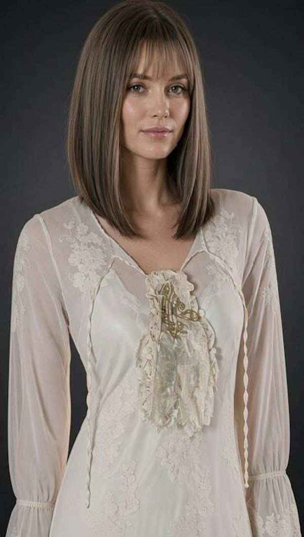 Alternate image for Victorian inspired lace and fringe Bohemina style brooch