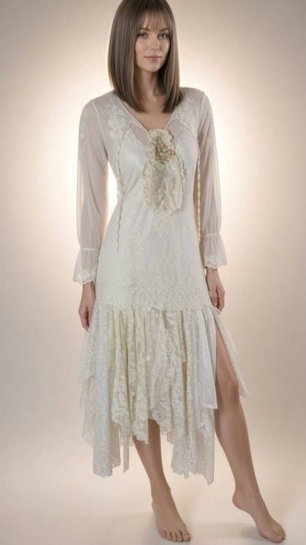 Alternate image for Victorian inspired lace and fringe Bohemina style brooch