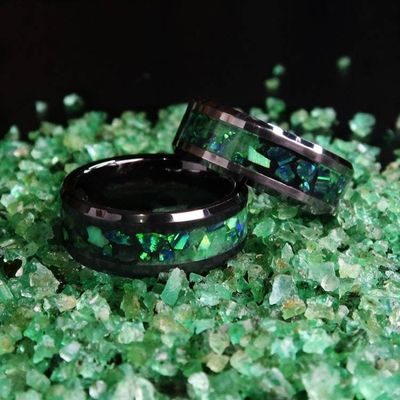 Alternate image for Emerald Forest Ring, Green Opal Titanium Carbide Glow Band