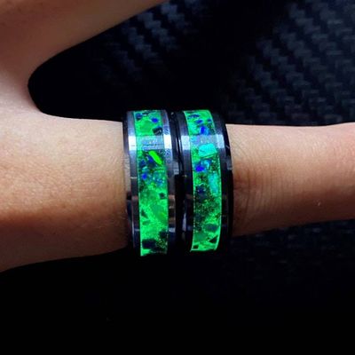 Alternate image for Emerald Forest Ring, Green Opal Titanium Carbide Glow Band