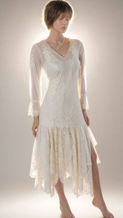 Primary image for Vintage-Inspired lace and sheer midi dress with handkerchief hem