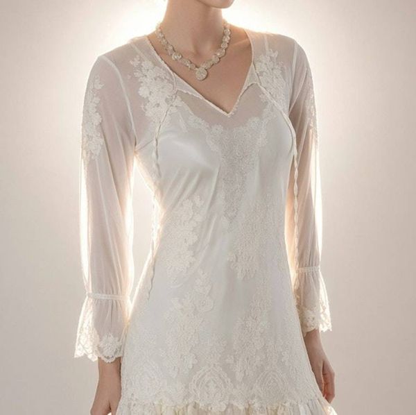 Alternate image for Vintage-Inspired lace and sheer midi dress with handkerchief hem