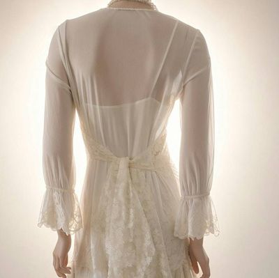 Alternate image for Vintage-Inspired lace and sheer midi dress with handkerchief hem