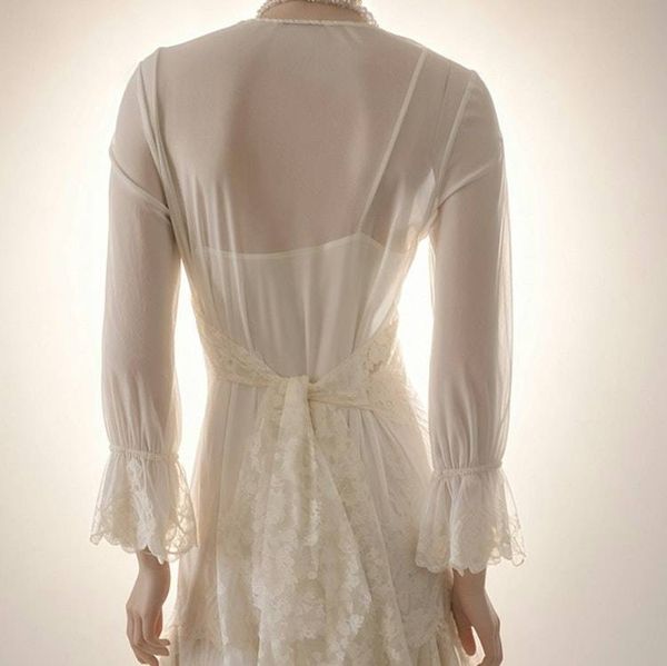 Alternate image for Vintage-Inspired lace and sheer midi dress with handkerchief hem