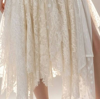 Alternate image for Vintage-Inspired lace and sheer midi dress with handkerchief hem