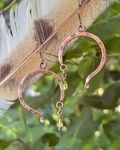 Alternate image for Abstract Serpent Hoop Earrings with Peridot Gemstones