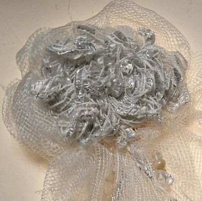 Alternate image for Fabric Silver Mesh Bohemian brooch with Rosette Detail