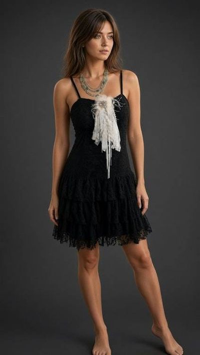 Alternate image for Handcrafted ethereal lace and brooch pin with sparkly accents