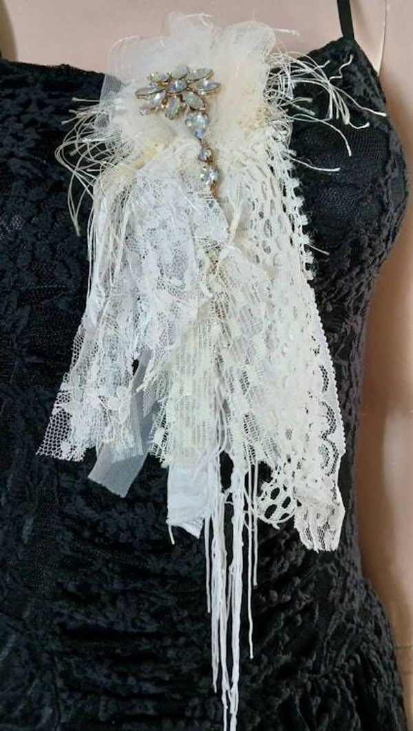 Alternate image for Handcrafted ethereal lace and brooch pin with sparkly accents