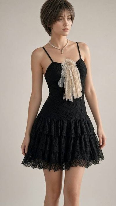 Alternate image for Handcrafted lace fiber Bohemian style brooch with vintage lace and embellishments