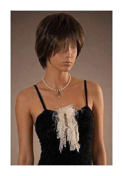 Primary image for Handcrafted ethereal lace and brooch pin with pearls on a chain