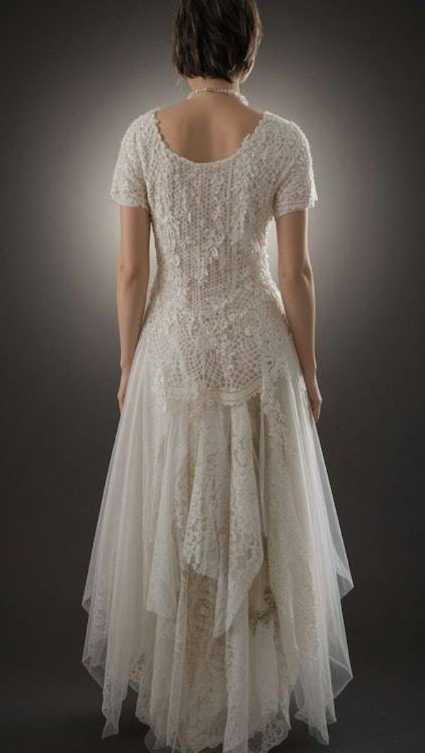 Alternate image for Vintage-Inspired handcrafted lace and tulle maxi dress in ivory