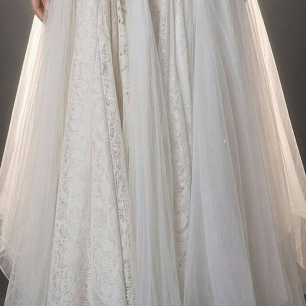Alternate image for Vintage-Inspired handcrafted lace and tulle maxi dress in ivory