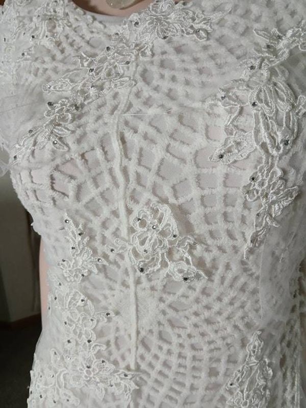 Alternate image for Vintage-Inspired handcrafted lace and tulle maxi dress in ivory